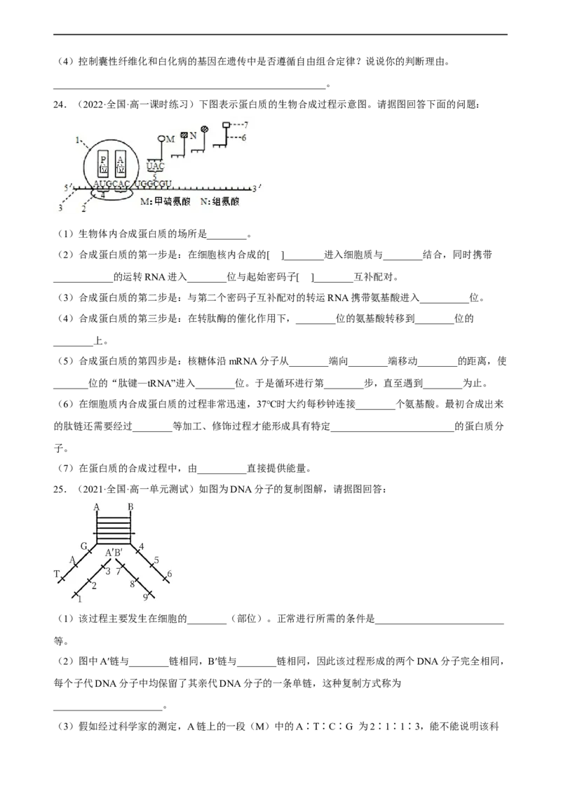 解密08遗传的分子学基础（分层训练)（原卷版）_通用版（老高考）复习资料_2023年复习资料_二轮复习_高频考点解密2023年高考生物二轮复习讲义+分层训练（全国通用）