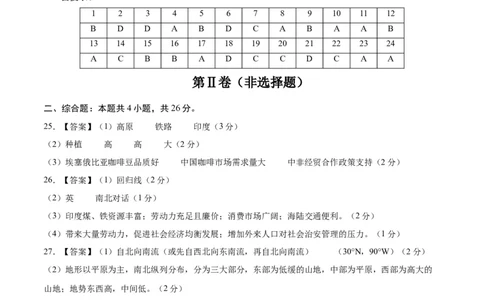地理（江西专用）（参考答案）（需要分值）_7地理中考复习_赠送：2025中考模拟题_2025年地理押题预测_地理（江西卷）-2025年中考押题预测卷