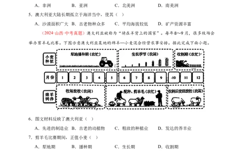 好题汇编2024年中考地理真题分类汇编07东半球其他地区和国家（原卷版）_7地理中考复习_2025中考复习资料_备战20252024年中考地理真题分类汇编