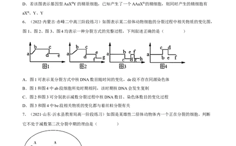 解密07遗传的细胞学基础（分层训练)（原卷版）_通用版（老高考）复习资料_2023年复习资料_二轮复习_高频考点解密2023年高考生物二轮复习讲义+分层训练（全国通用）