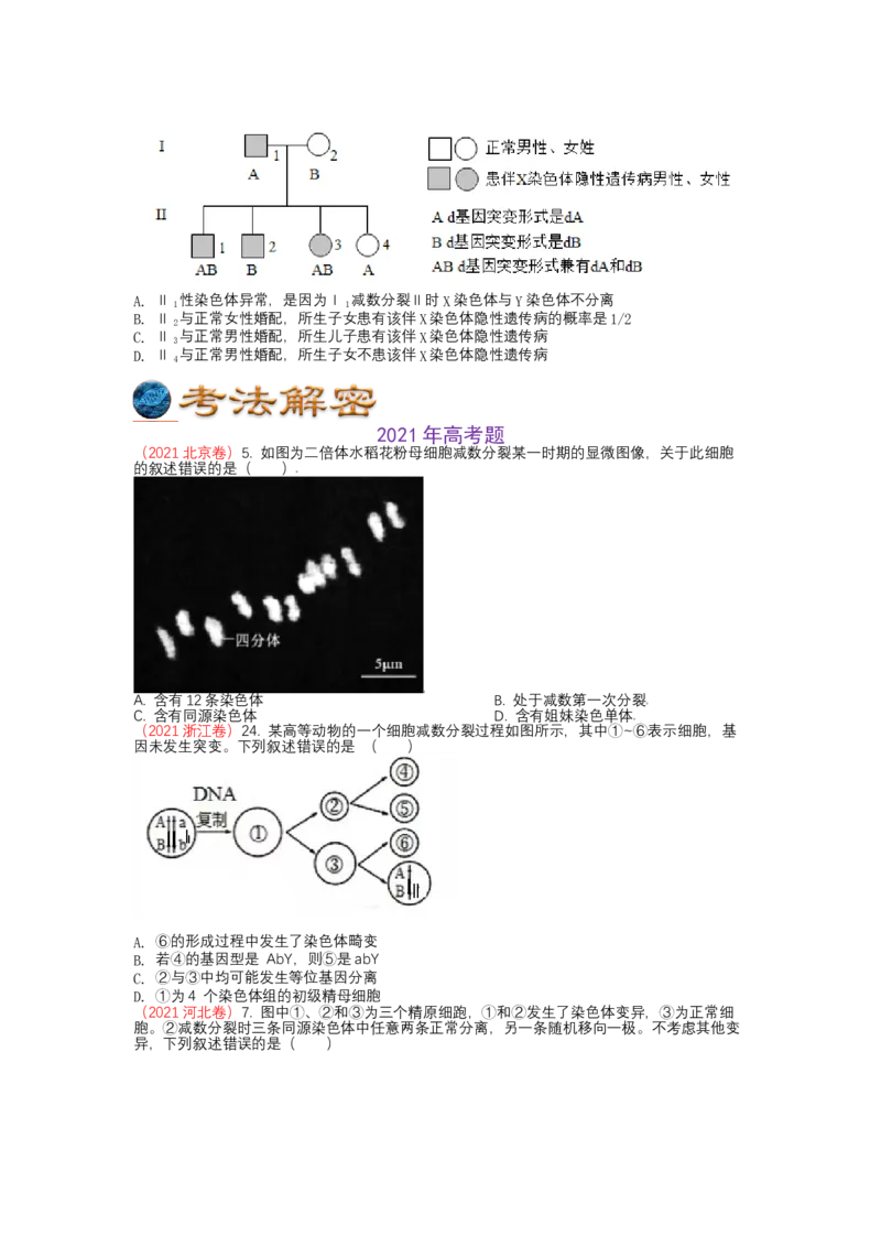 解密07遗传的细胞学基础（讲义)（学生版）_新高考复习资料_2023年新高考复习资料_二轮复习_高频考点解密2023年高考生物二轮复习讲义+分层训练（全国通用）288808838