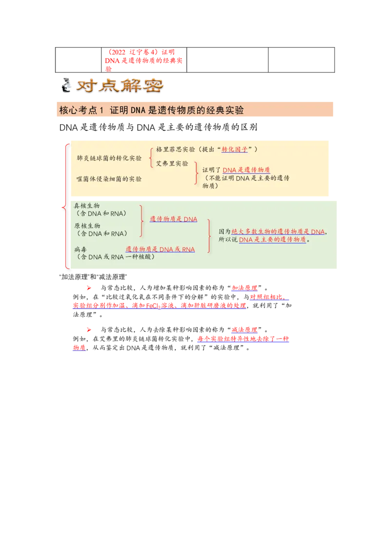 解密08遗传的分子学基础（讲义)（教师版）_新高考复习资料_2023年新高考复习资料_二轮复习_高频考点解密2023年高考生物二轮复习讲义+分层训练（全国通用）288808838