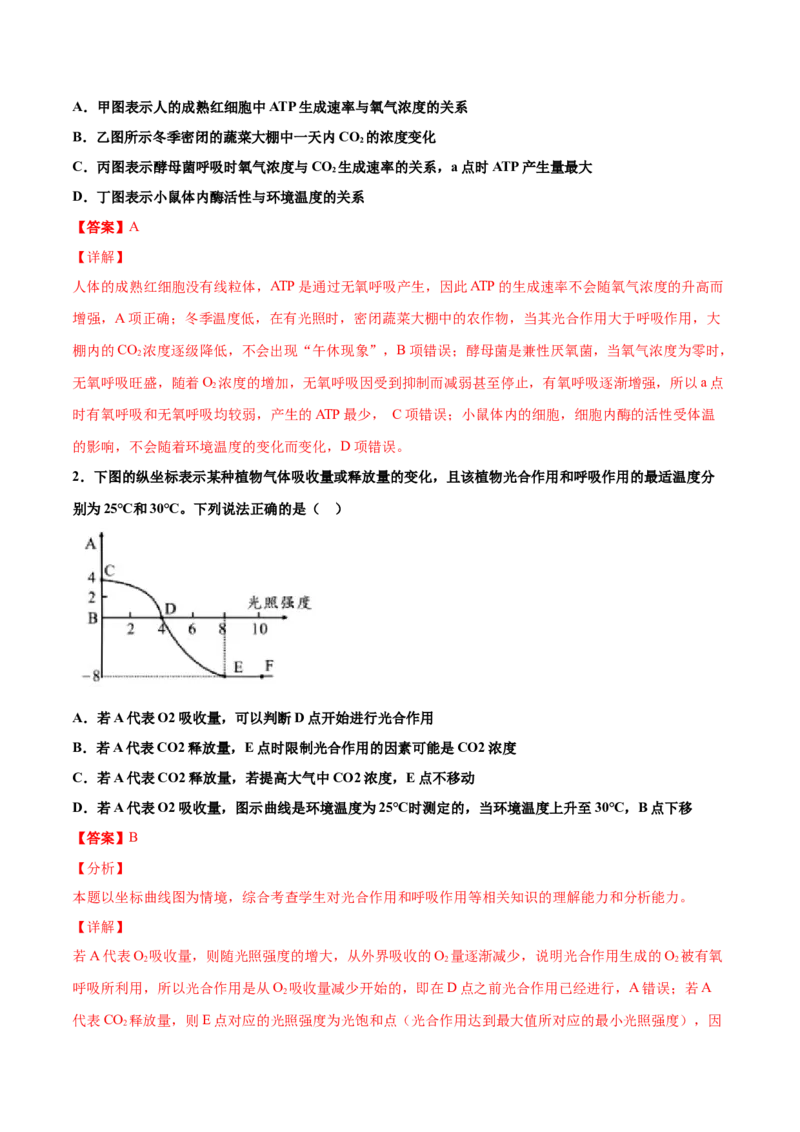 解密07光合作用和呼吸作用的联系及应用（讲义）-高频考点解密2021年高考生物二轮复习讲义+分层训练_新高考复习资料_2021年新高考资料