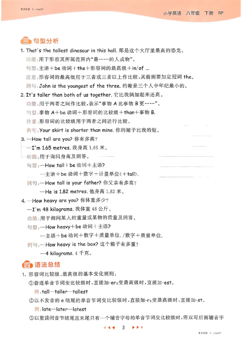 六年级英语下册人教PEP版25春《53天天练》知识清单_26春53小学系列合集_4-6年级英语下册人教PEP版《53天天练》_六年级英语下册人教PEP版25春《53天天练》