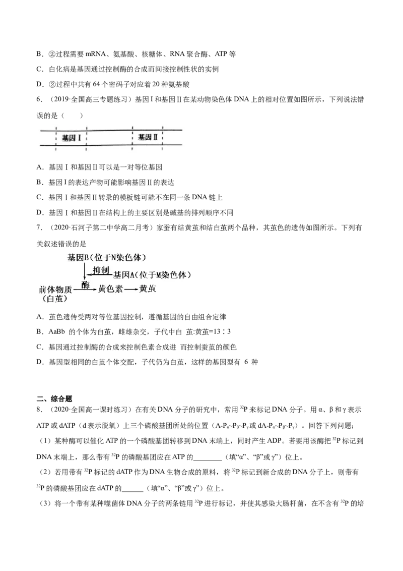 解密10遗传的分子基础（分层训练）（原卷版）_新高考复习资料_2021年新高考资料_高频考点解密2021年高考生物二轮复习讲义+分层训练4.7更新