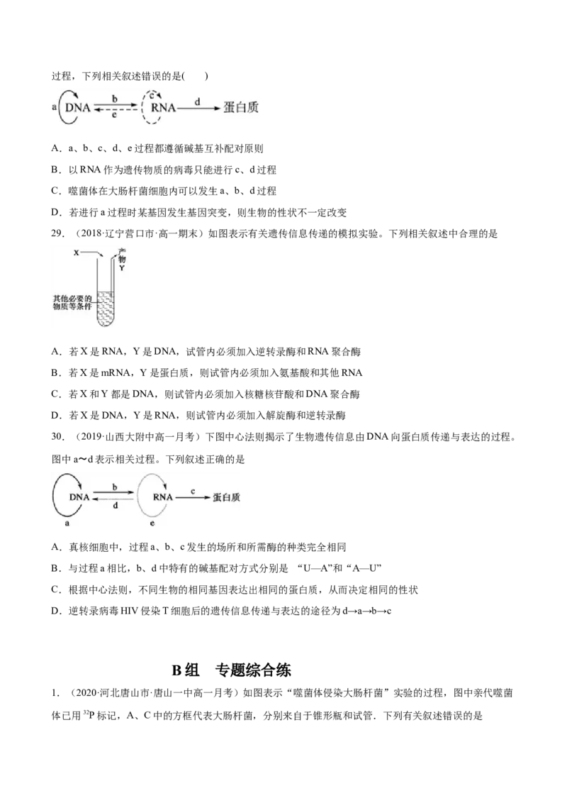 解密10遗传的分子基础（分层训练）（原卷版）_新高考复习资料_2021年新高考资料_高频考点解密2021年高考生物二轮复习讲义+分层训练4.7更新