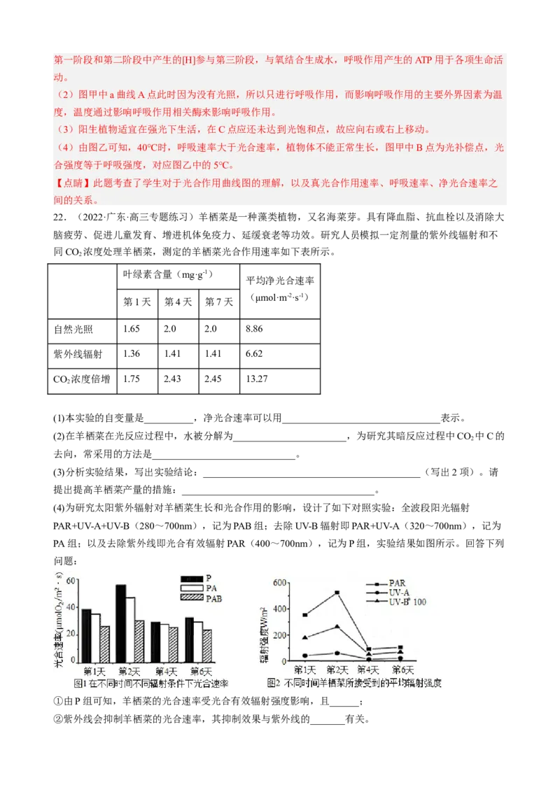 解密04细胞的能量供应和利用（分层训练)（解析版）_新高考复习资料_2023年新高考复习资料_二轮复习_高频考点解密2023年高考生物二轮复习讲义+分层训练（全国通用）288808838