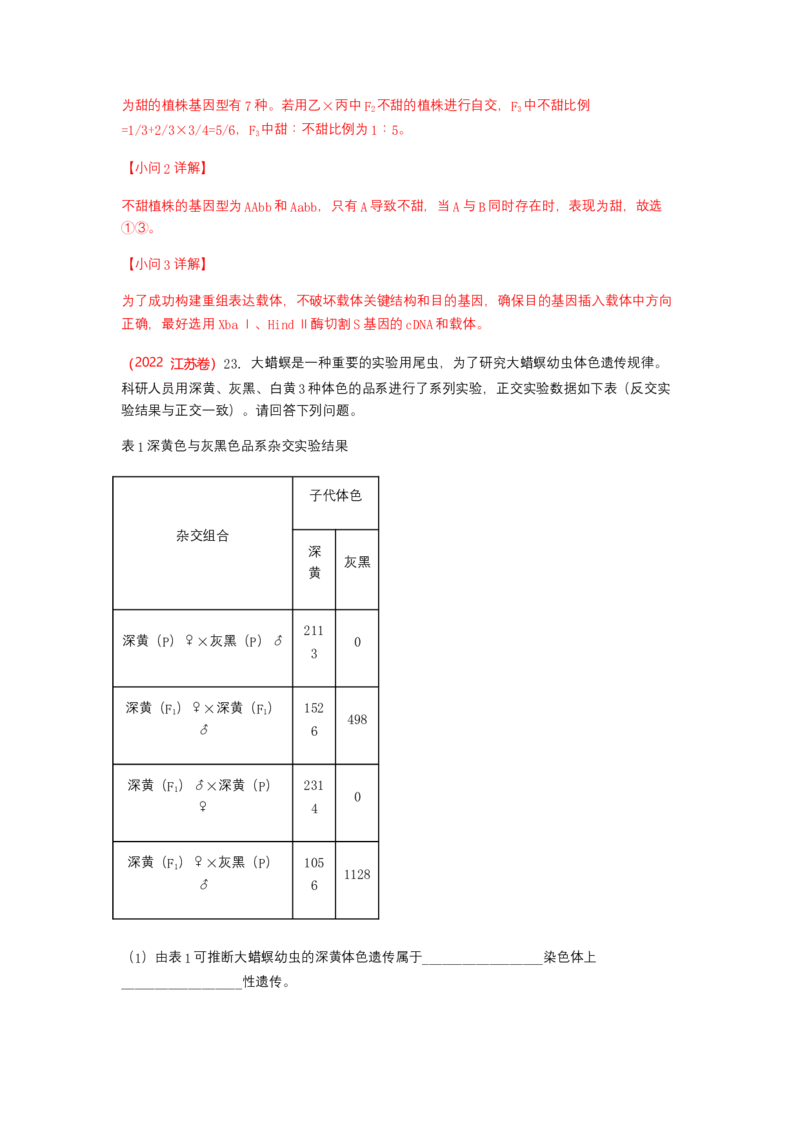 解密06遗传的基本规律（讲义)（教师版）_新高考复习资料_2023年新高考复习资料_二轮复习_高频考点解密2023年高考生物二轮复习讲义+分层训练（全国通用）288808838