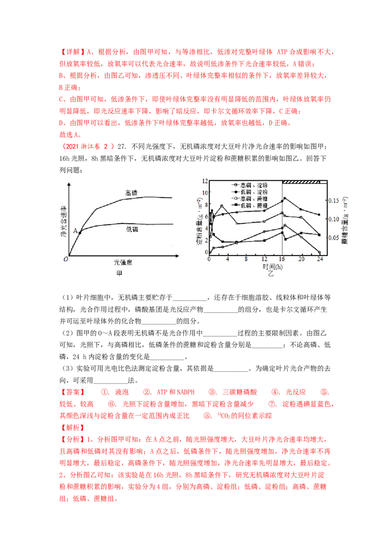 解密04细胞的能量供应和利用（讲义)（教师版）_通用版（老高考）复习资料_2023年复习资料_二轮复习_高频考点解密2023年高考生物二轮复习讲义+分层训练（全国通用）