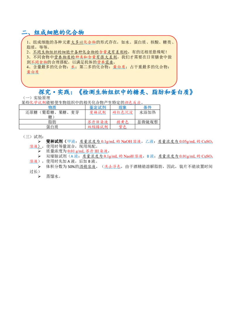 解密01组成细胞的元素与化合物（讲义）（教师版）_新高考复习资料_2023年新高考复习资料_二轮复习_高频考点解密2023年高考生物二轮复习讲义+分层训练（全国通用）288808838