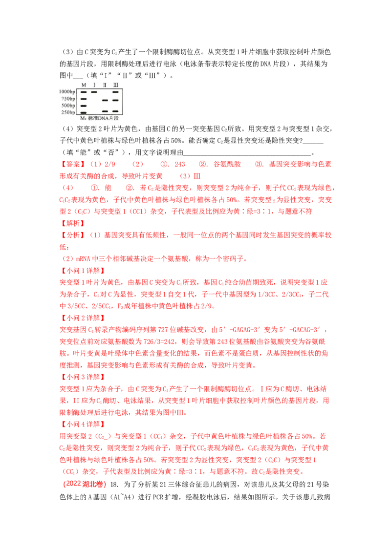 解密09生物的变异（讲义)（教师版）_新高考复习资料_2023年新高考复习资料_二轮复习_高频考点解密2023年高考生物二轮复习讲义+分层训练（全国通用）288808838