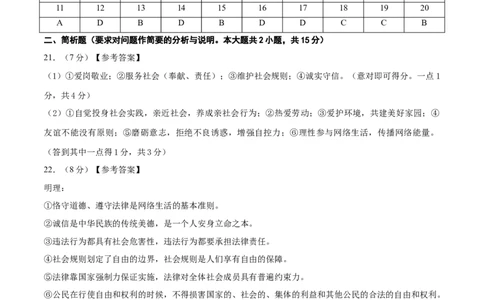 道德与法治（泰州卷）（参考答案及评分标准）_9道法中考复习_2024年中考复习资料_中考模拟卷_一模_道德与法治（泰州卷）-2024年中考第一次模拟考试