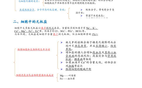 解密01组成细胞的元素与化合物（讲义）（学生版）_新高考复习资料_2023年新高考复习资料_二轮复习_高频考点解密2023年高考生物二轮复习讲义+分层训练（全国通用）288808838