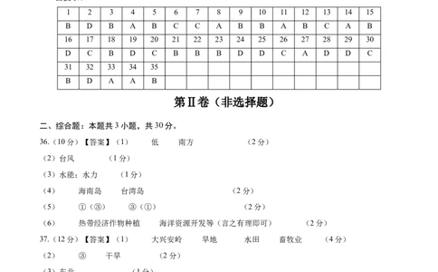 地理（海南卷01）（参考答案）_7地理中考复习_赠送：2025中考模拟题_2025年地理押题预测_地理（海南卷）-2025年中考押题预测卷