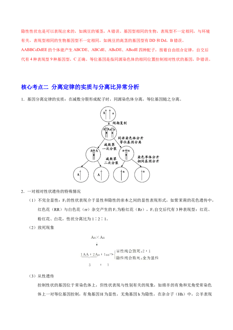 解密11遗传的基本规律（讲义）-高频考点解密2021年高考生物二轮复习讲义+分层训练_新高考复习资料_2021年新高考资料_高频考点解密2021年高考生物二轮复习讲义+分层训练4.7更新