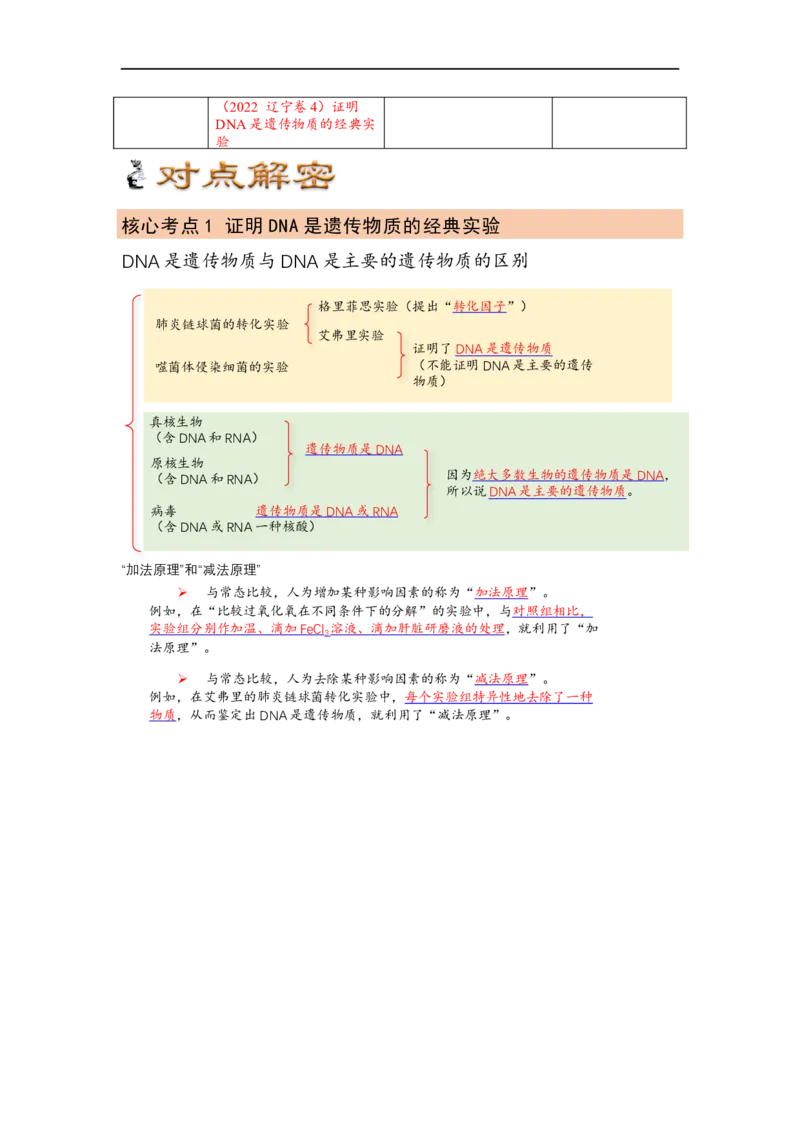 解密08遗传的分子学基础（讲义)（学生版）_通用版（老高考）复习资料_2023年复习资料_二轮复习_高频考点解密2023年高考生物二轮复习讲义+分层训练（全国通用）
