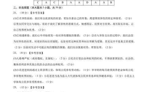 道德与法治（济南卷）（参考答案及评分标准）_9道法中考复习_2024年中考复习资料_中考模拟卷_一模_道德与法治（山东济南卷）-2024年中考第一次模拟考试