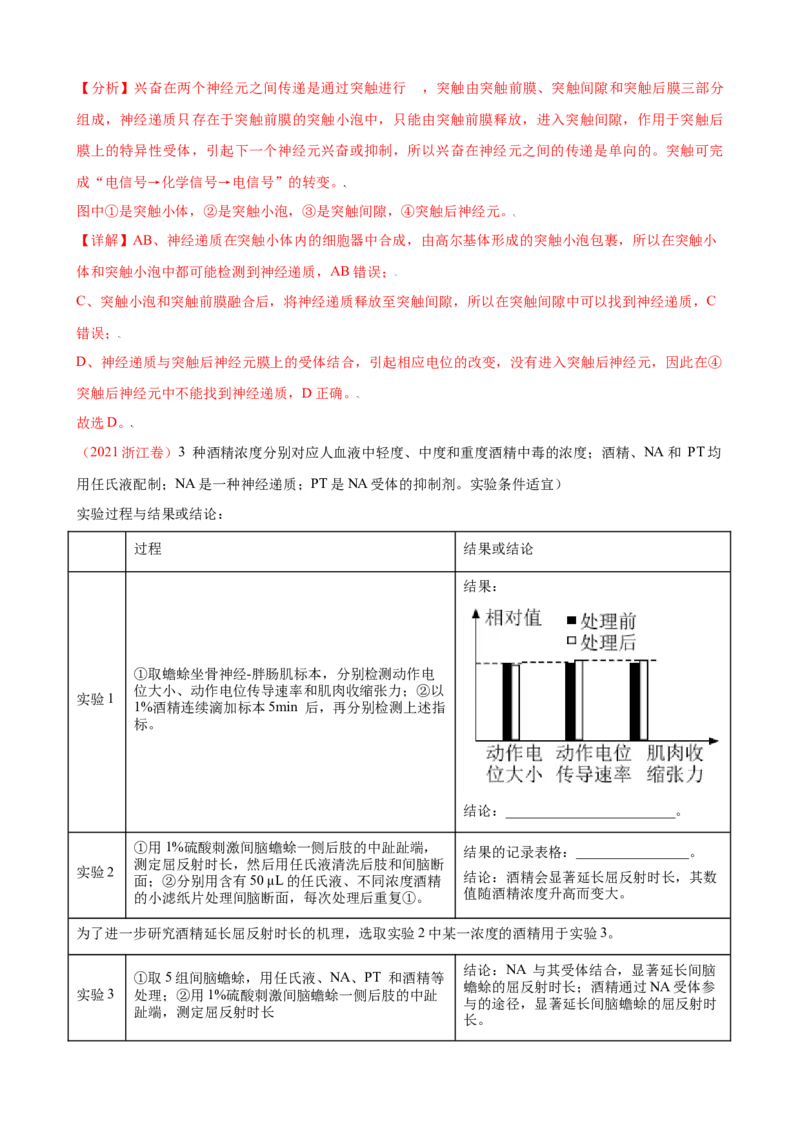 解密11神经调节（讲义)（教师版）_新高考复习资料_2023年新高考复习资料_二轮复习_高频考点解密2023年高考生物二轮复习讲义+分层训练（全国通用）288808838
