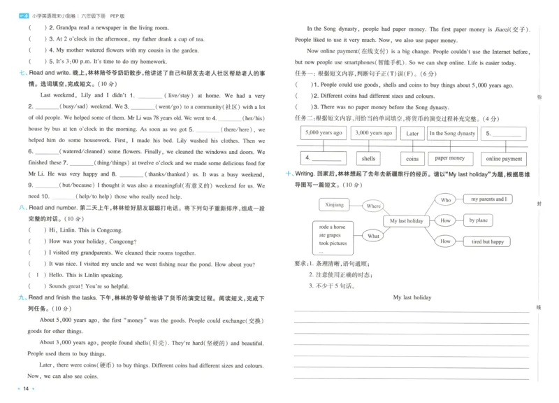 六年级英语下册人教PEP版25春《一本周末小测卷》_2026春季学期_周末预测小卷_06325春英语人教pep《周末小测卷》_六年级英语下册人教PEP版25春《周末小测卷》