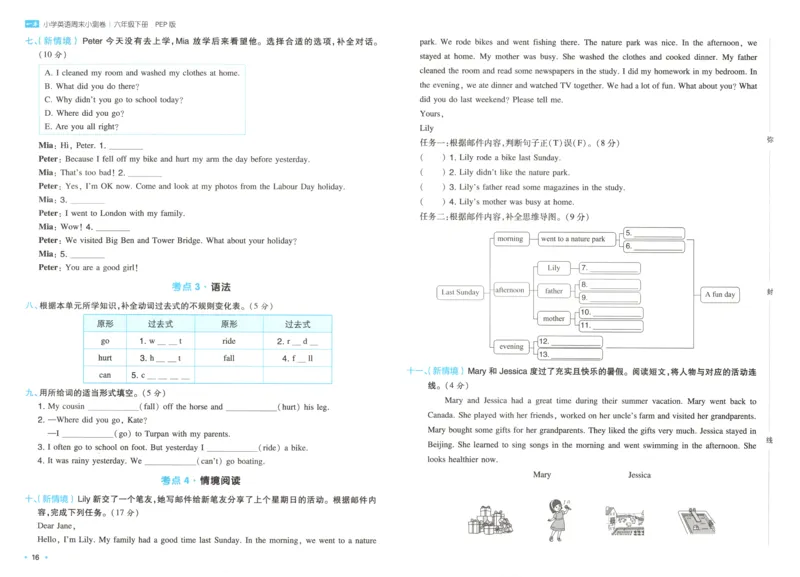 六年级英语下册人教PEP版25春《一本周末小测卷》_2026春季学期_周末预测小卷_06325春英语人教pep《周末小测卷》_六年级英语下册人教PEP版25春《周末小测卷》