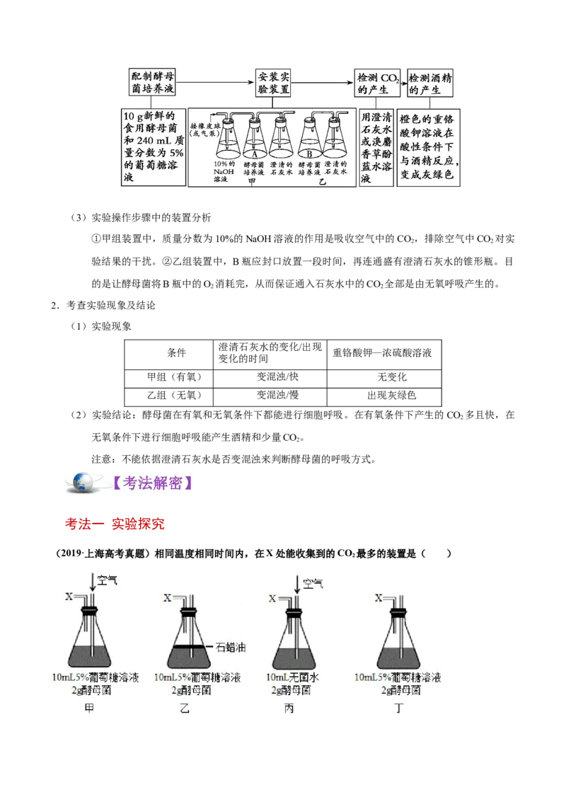解密05ATP的主要来源&mdash;&mdash;细胞呼吸（讲义）-高频考点解密2021年高考生物二轮复习讲义+分层训练_新高考复习资料_2021年新高考资料