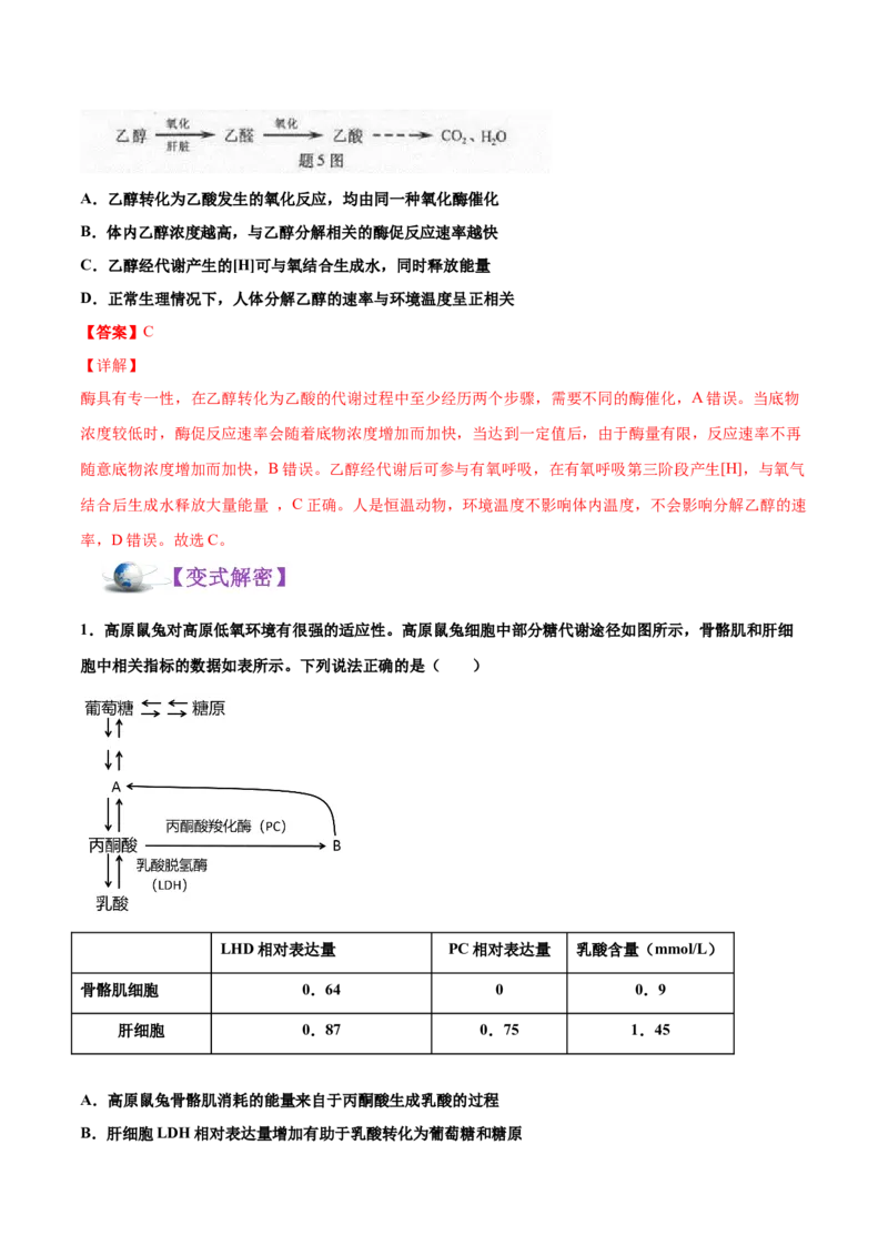 解密05ATP的主要来源&mdash;&mdash;细胞呼吸（讲义）-高频考点解密2021年高考生物二轮复习讲义+分层训练_新高考复习资料_2021年新高考资料