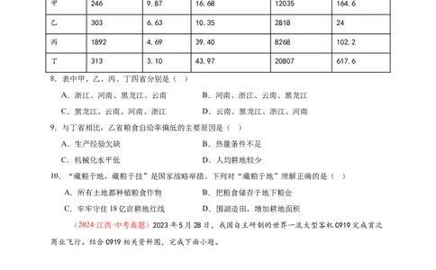 好题汇编2024年中考地理真题分类汇编12我国的经济发展（原卷版）_7地理中考复习_2025中考复习资料_备战20252024年中考地理真题分类汇编