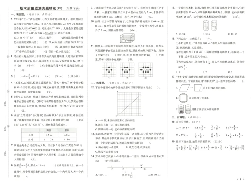 好卷数学RJ6下期末档_2026春季学期_2026《荣德基&bull;好卷冲刺期末》（1-6年级下）（数学）（人教版）_6年级下册数学《好卷》人教26春