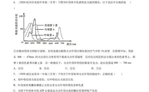 解密06能量之源&mdash;&mdash;光与光合作用（分层训练）（原卷版）_新高考复习资料_2021年新高考资料_高频考点解密2021年高考生物二轮复习讲义+分层训练4.7更新