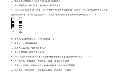 解密06能量之源&mdash;&mdash;光与光合作用（分层训练）（原卷版）_新高考复习资料_2021年新高考资料_高频考点解密2021年高考生物二轮复习讲义+分层训练4.7更新