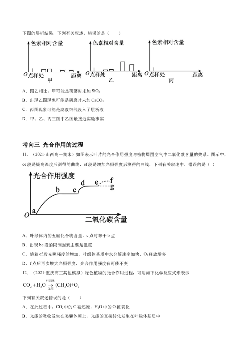解密06能量之源&mdash;&mdash;光与光合作用（分层训练）（原卷版）_新高考复习资料_2021年新高考资料_高频考点解密2021年高考生物二轮复习讲义+分层训练4.7更新