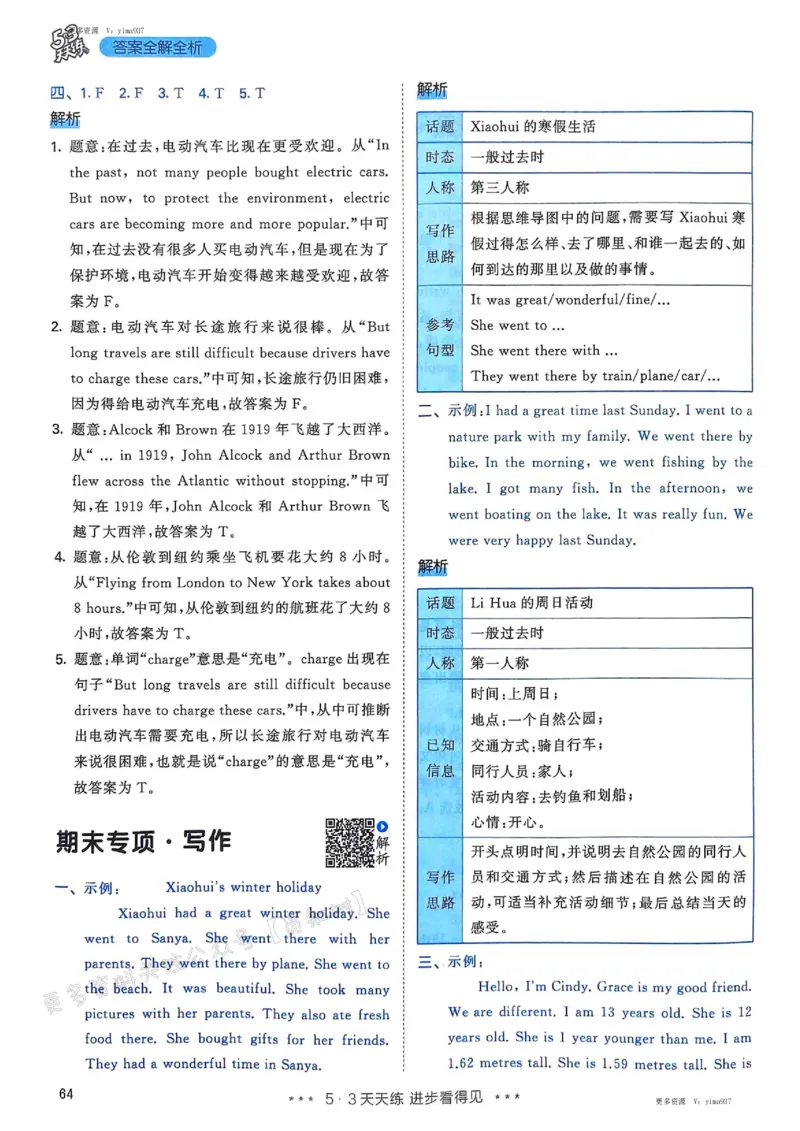 六年级英语下册人教PEP版25春《53天天练》答案_26春53小学系列合集_4-6年级英语下册人教PEP版《53天天练》_六年级英语下册人教PEP版25春《53天天练》