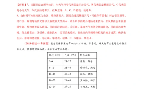 好题汇编2024年中考地理真题分类汇编04天气与气候（解析版）_7地理中考复习_2025中考复习资料_备战20252024年中考地理真题分类汇编