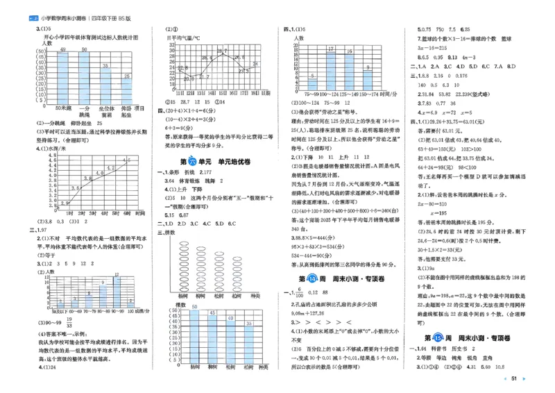 四下26春数学北师一本周末小测卷_2026春季学期_周末预测小卷_2026《一本&bull;周末小测卷》（1-6年级下）（数学）（北师版）