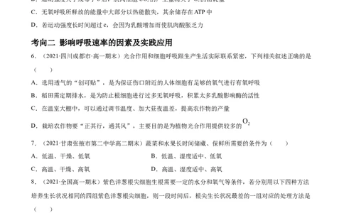 解密05ATP的主要来源（分层训练）（原卷版）_新高考复习资料_2021年新高考资料_高频考点解密2021年高考生物二轮复习讲义+分层训练4.7更新