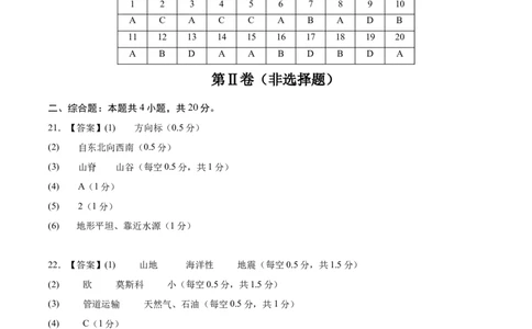 地理（甘肃兰州卷）（参考答案）_7地理中考复习_赠送：2025中考模拟题_2025年地理二模_地理（甘肃兰州卷）-2025年中考第二次全真模拟题