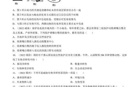 热点04两栖类的生殖发育及生物的多样性-2023年中考生物热点&middot;重点&middot;难点专练（全国通用）（原卷版）_6生物中考复习_2023年中考复习资料_专项复习