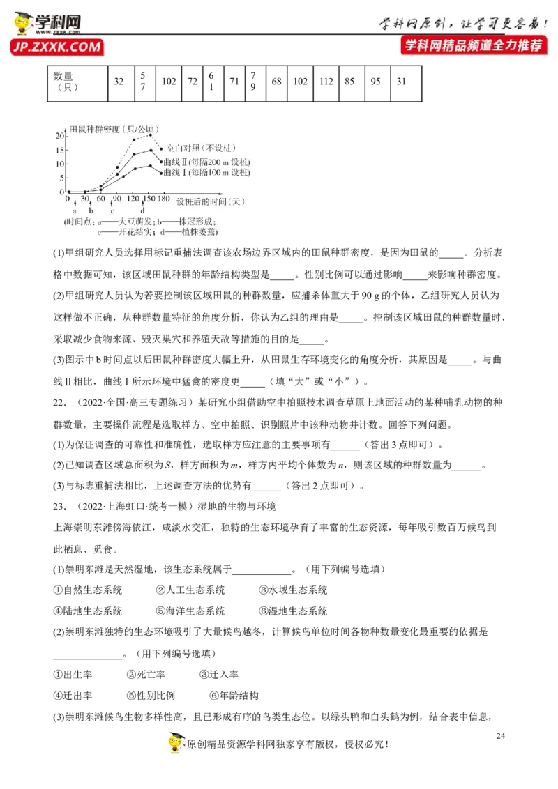 解密15种群与群落（分层训练)（原卷版）_新高考复习资料_2023年新高考复习资料_二轮复习_高频考点解密2023年高考生物二轮复习讲义+分层训练（全国通用）288808838