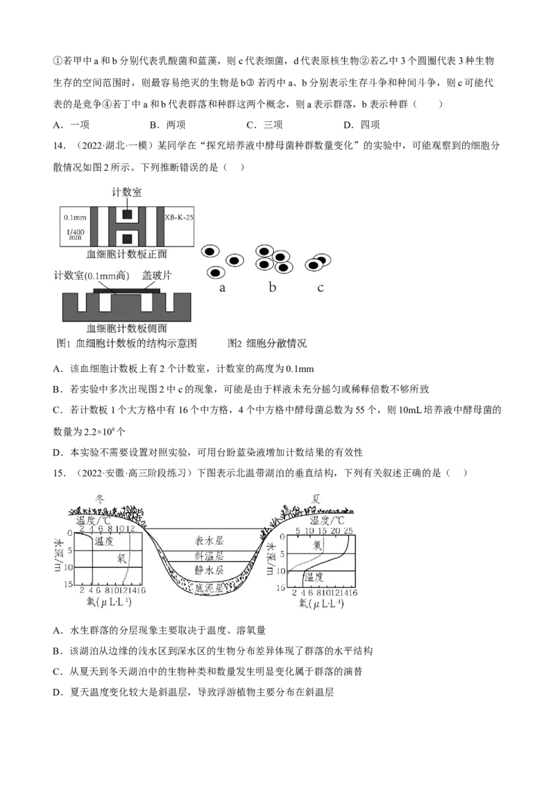 解密15种群与群落（分层训练)（原卷版）_新高考复习资料_2023年新高考复习资料_二轮复习_高频考点解密2023年高考生物二轮复习讲义+分层训练（全国通用）288808838