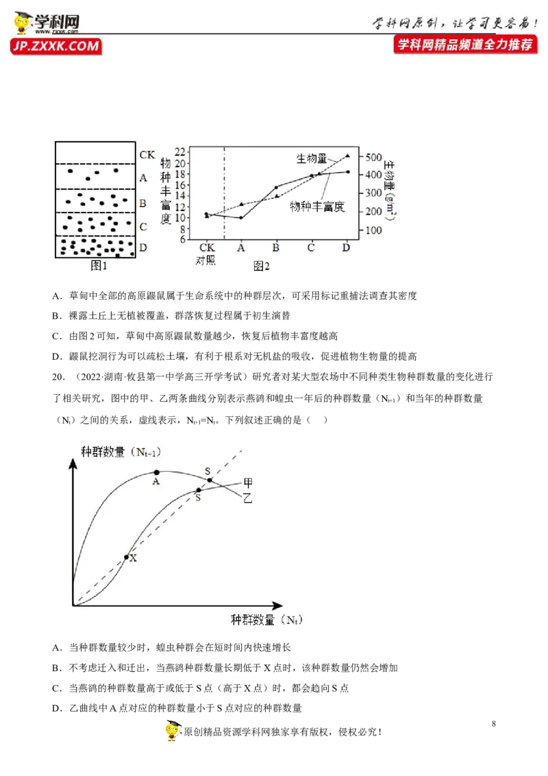 解密15种群与群落（分层训练)（原卷版）_新高考复习资料_2023年新高考复习资料_二轮复习_高频考点解密2023年高考生物二轮复习讲义+分层训练（全国通用）288808838