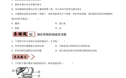 易错点08人体的营养-备战2022年中考生物考试易错题（原卷版）_6生物中考复习_2023年中考复习资料_专项复习_备战2022年中考生物考试易错题