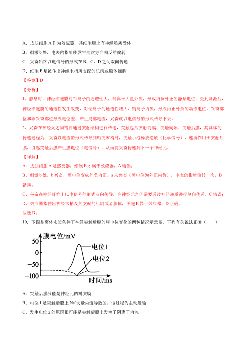 解密16神经调节（讲义）-高频考点解密2021年高考生物二轮复习讲义+分层训练_新高考复习资料_2021年新高考资料_高频考点解密2021年高考生物二轮复习讲义+分层训练4.7更新