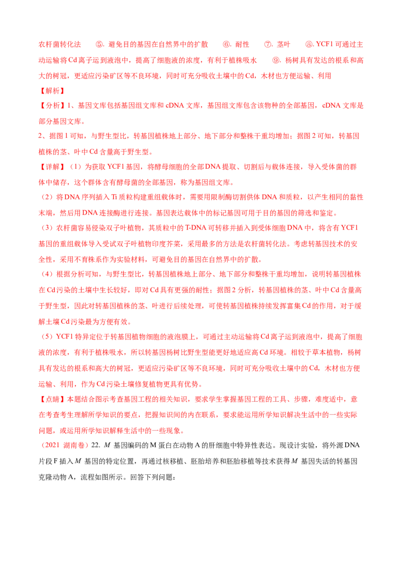 解密19基因工程（讲义）（教师版）_新高考复习资料_2023年新高考复习资料_二轮复习_高频考点解密2023年高考生物二轮复习讲义+分层训练（全国通用）288808838