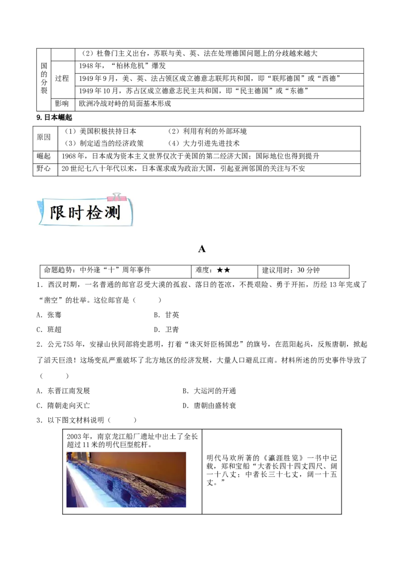 热点052023年周年历史事件（原卷版）_8历史中考复习_2023年中考复习资料_专项复习_冲刺中考2023年历史时事热点抢分集训+重难点抢分攻略