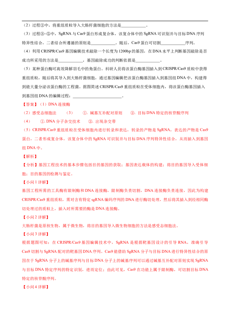 解密19基因工程（讲义）（教师版）_通用版（老高考）复习资料_2023年复习资料_二轮复习_高频考点解密2023年高考生物二轮复习讲义+分层训练（全国通用）