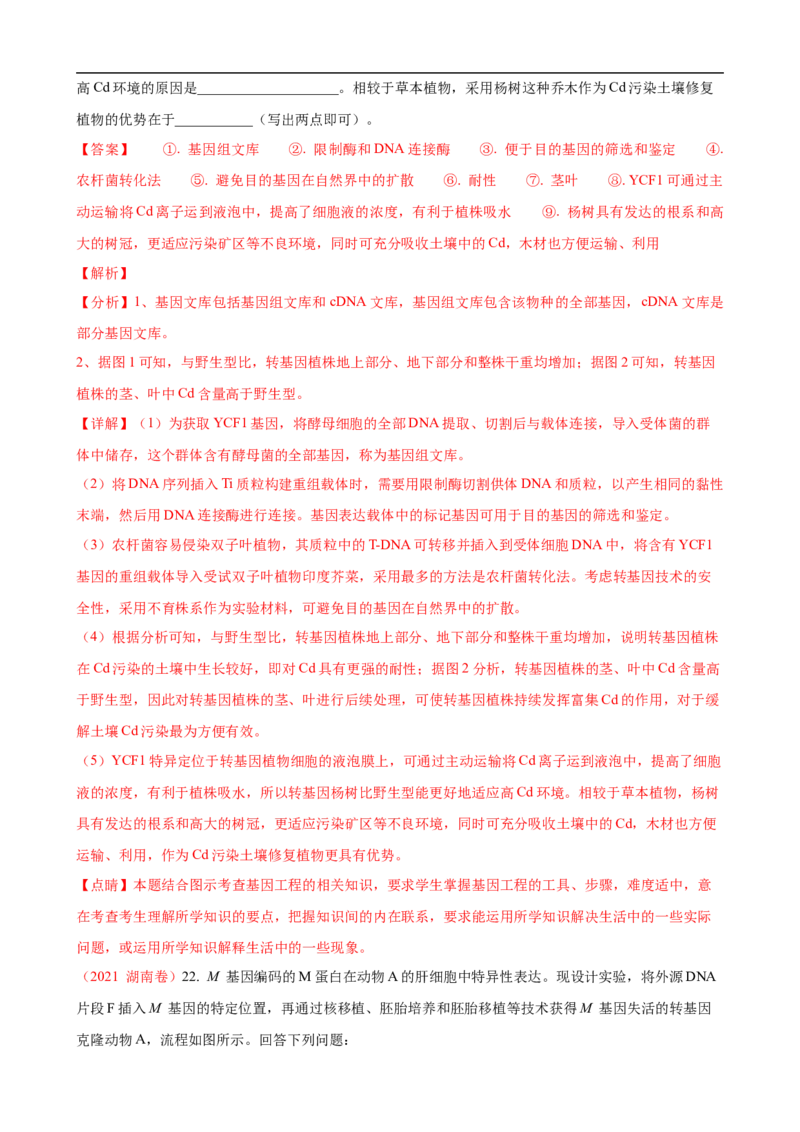 解密19基因工程（讲义）（教师版）_通用版（老高考）复习资料_2023年复习资料_二轮复习_高频考点解密2023年高考生物二轮复习讲义+分层训练（全国通用）
