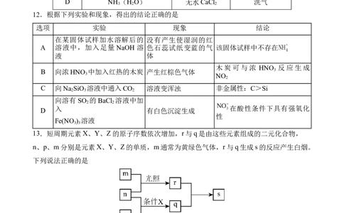 试题_2025年04月试卷_0406四川省南充市高级中学2024-2025学年高一下学期4月考试题_四川省南充市高级中学2024-2025学年高一下学期4月考试题化学Word版含答案