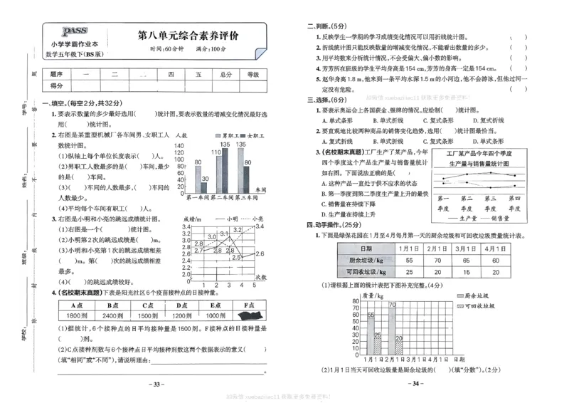 综合素养评价（A3）_26春《小学学霸作业本》_26春学霸作业本数学北师1-6_2026春《小学学霸作业本》数学北师版5下