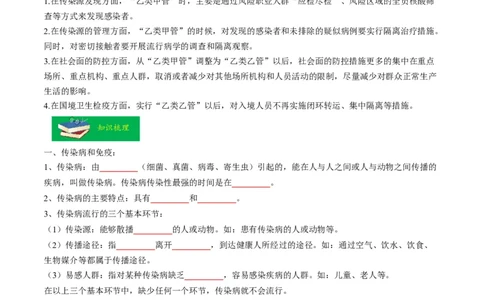 热点02传染病及免疫-2023年中考生物热点&middot;重点&middot;难点专练（全国通用）（原卷版）_6生物中考复习_2023年中考复习资料_专项复习_2023年中考生物热点&middot;重点&middot;难点专练（全国通用）