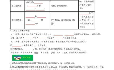 热点02传染病及免疫-2023年中考生物热点&middot;重点&middot;难点专练（全国通用）（原卷版）_6生物中考复习_2023年中考复习资料_专项复习_2023年中考生物热点&middot;重点&middot;难点专练（全国通用）